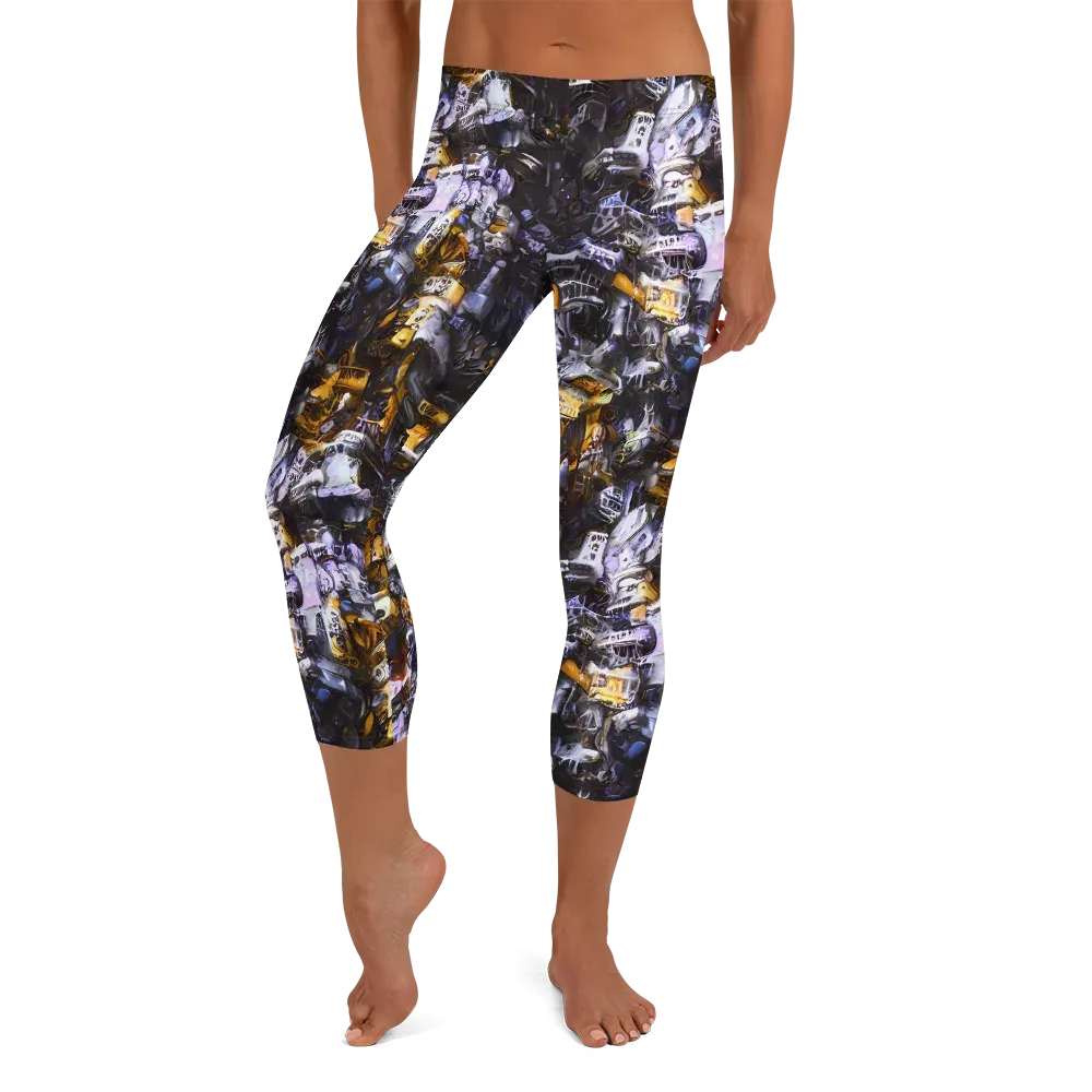 Gilded Bone Riot on Capri Leggings — Front