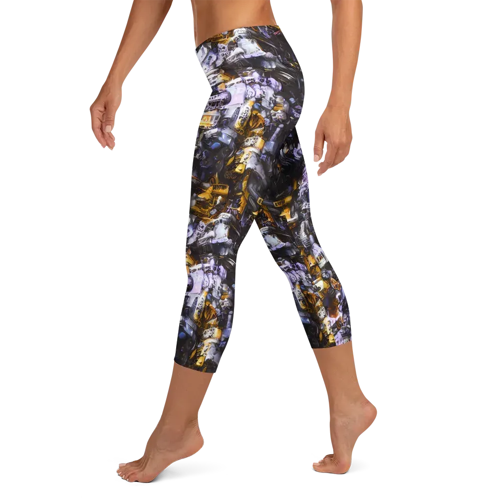 Gilded Bone Riot on Capri Leggings — Left