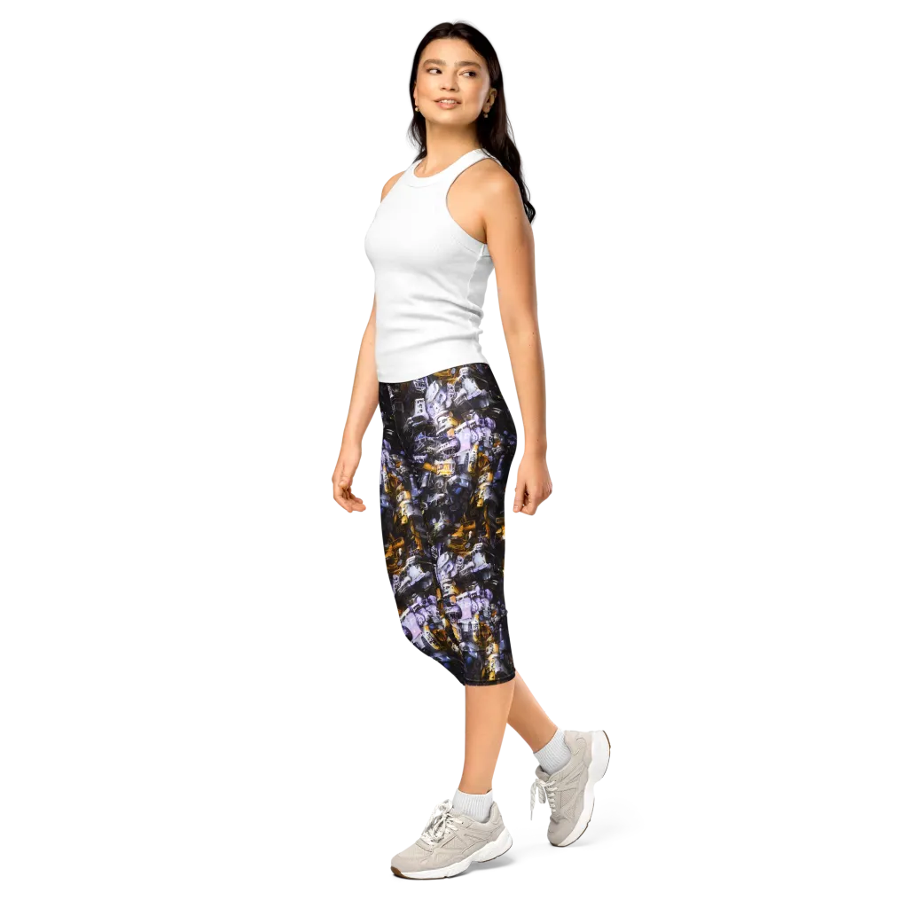 Gilded Bone Riot on Capri Leggings — Left Front