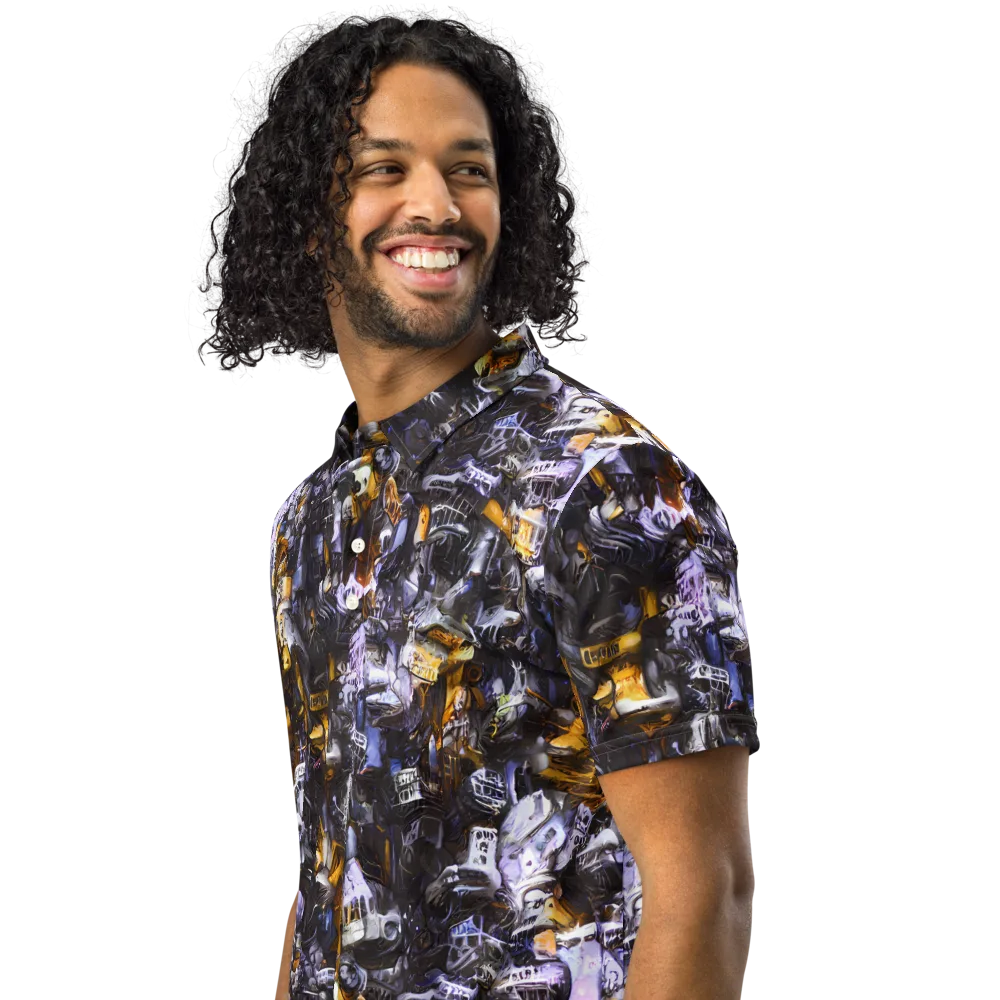 Gilded Bone Riot on Men's Slim Fit Polo Shirt — Left Front