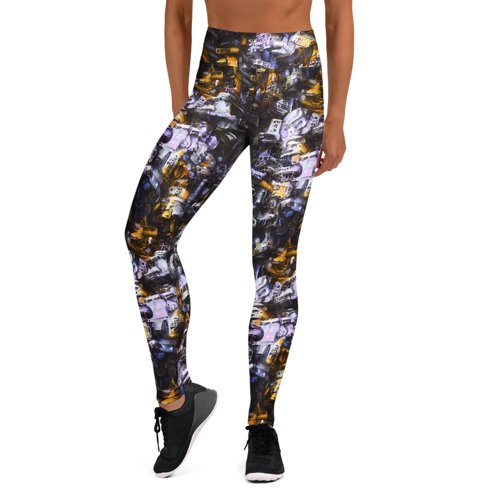 Gilded Bone Riot on Yoga Leggings — Front