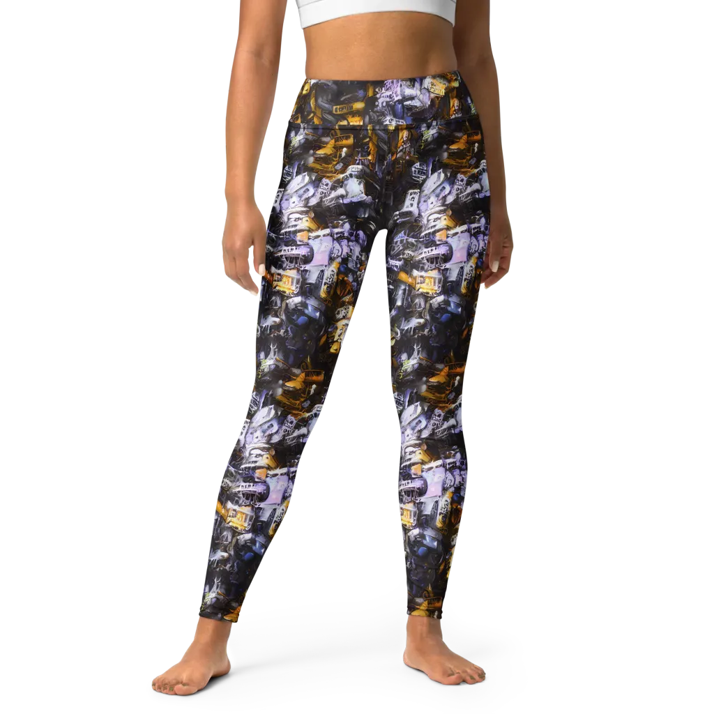 Gilded Bone Riot on Yoga Leggings — Front
