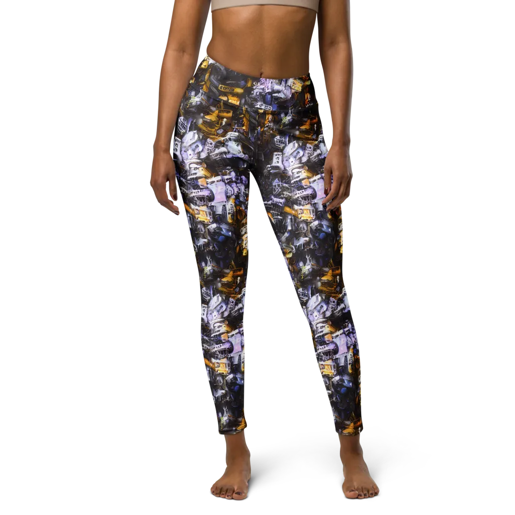 Gilded Bone Riot on Yoga Leggings — Front