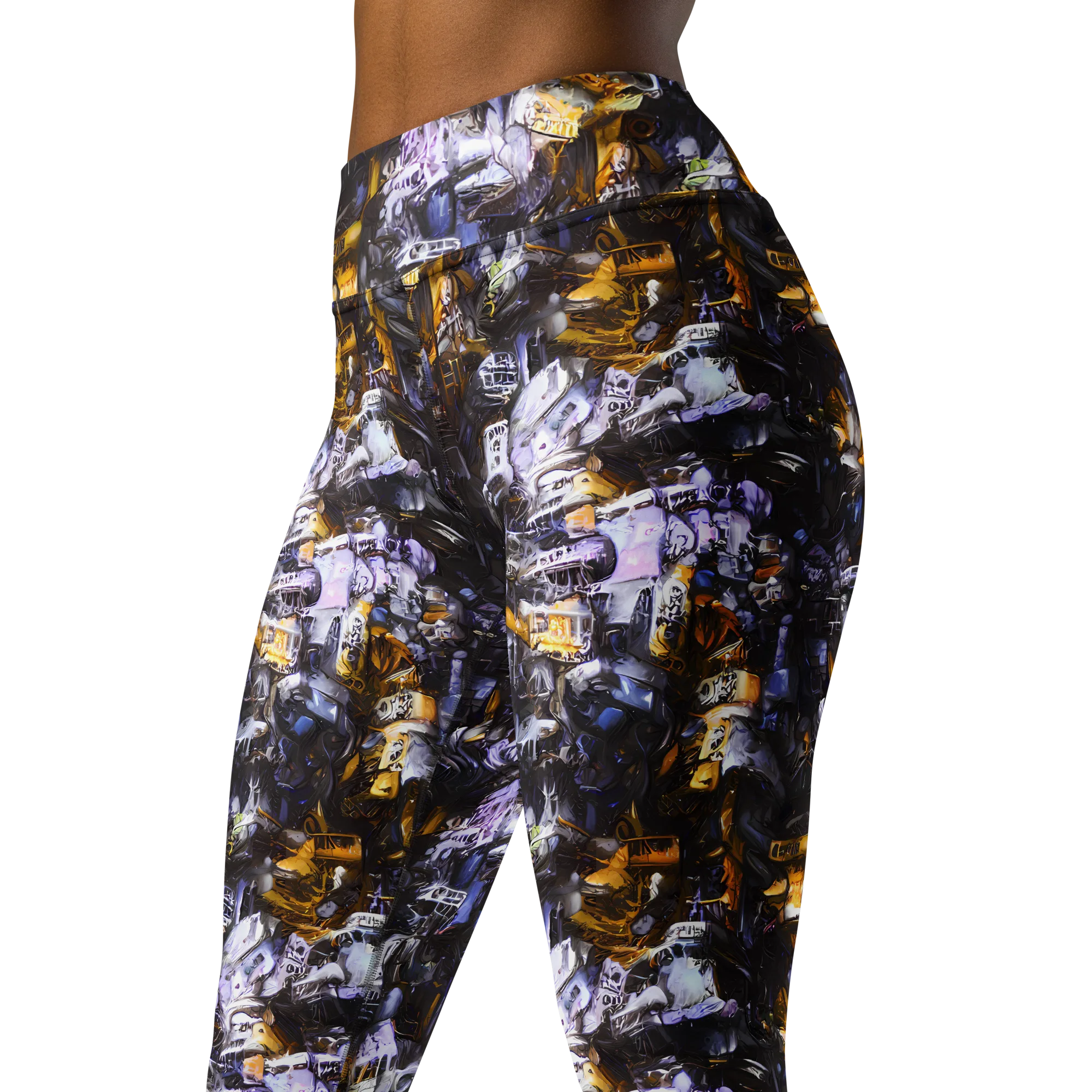 Gilded Bone Riot on Yoga Leggings — Left Front