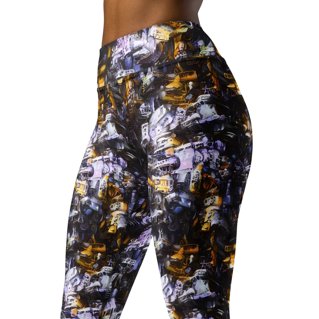 Gilded Bone Riot on Yoga Leggings — Left Front