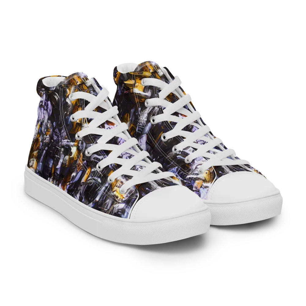 Gilded Bone Riot on Men's High Top Canvas Shoes — Right Front