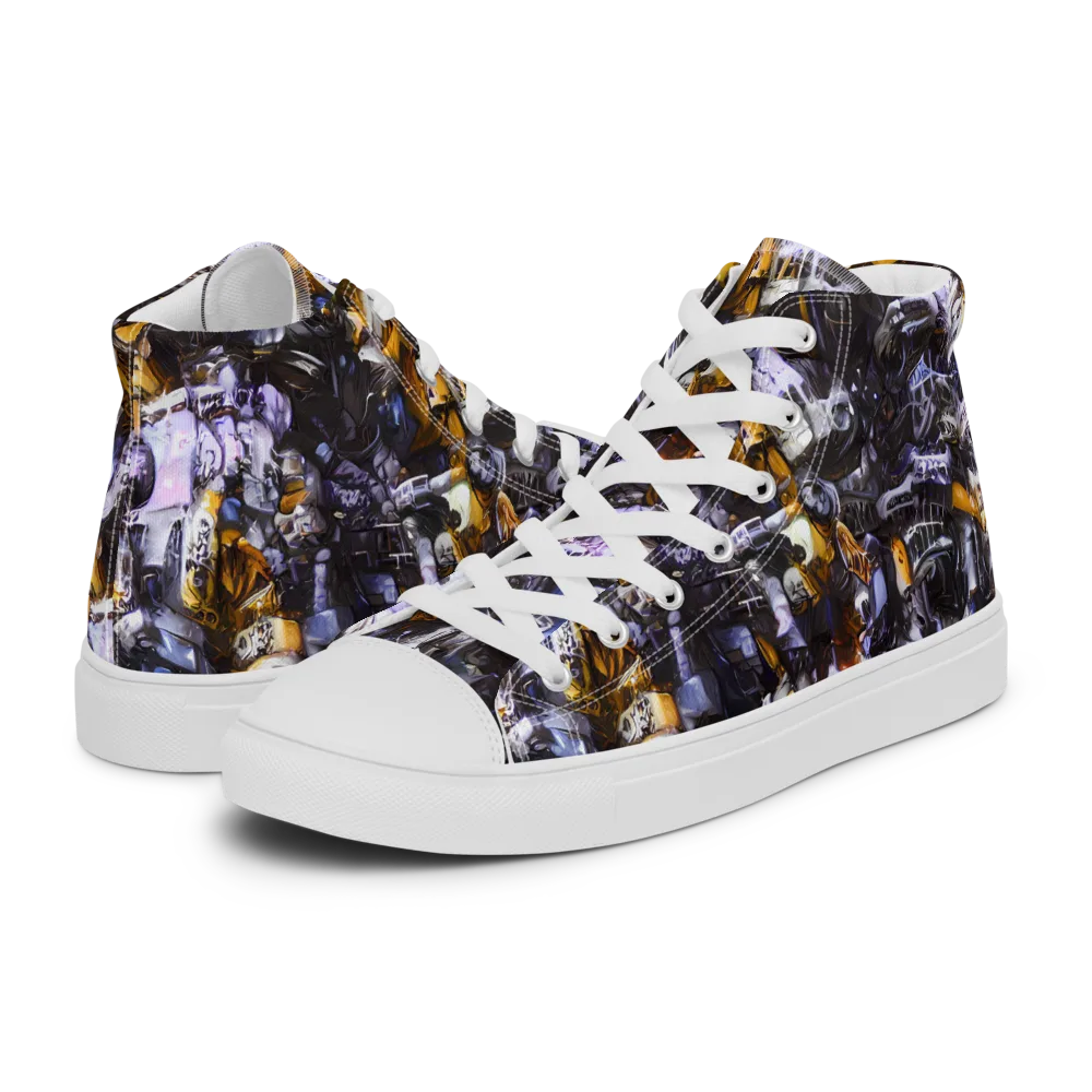 Gilded Bone Riot on Men's High Top Canvas Shoes — Left