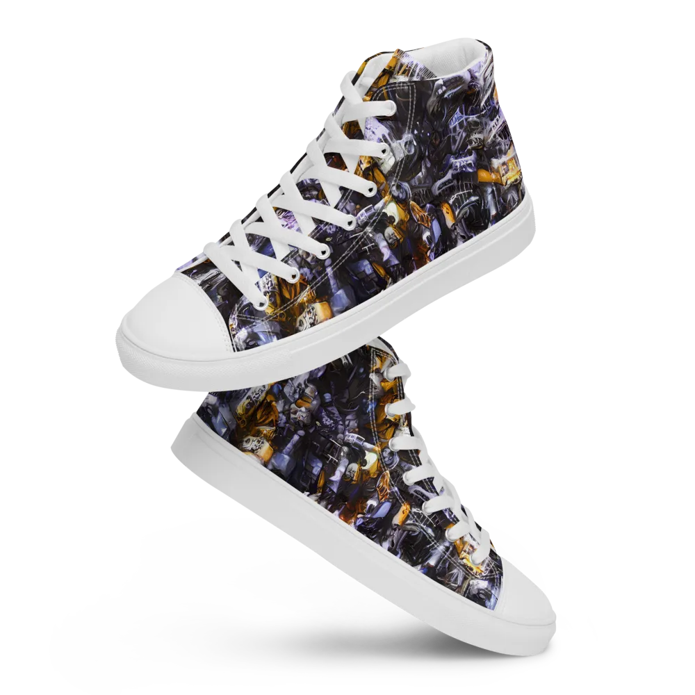 Gilded Bone Riot on Men's High Top Canvas Shoes — Front