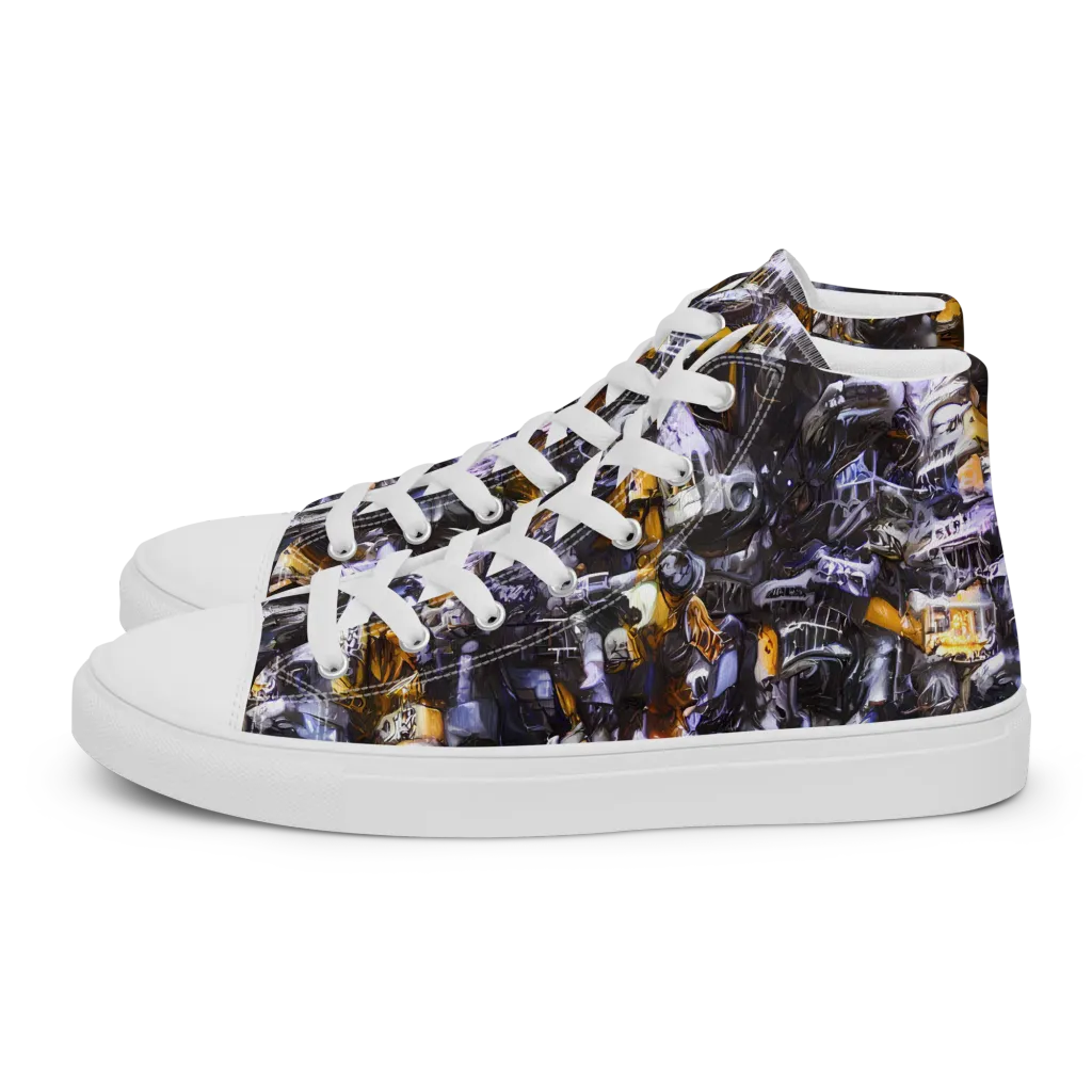 Gilded Bone Riot on Women's High Top Canvas Shoes — Left