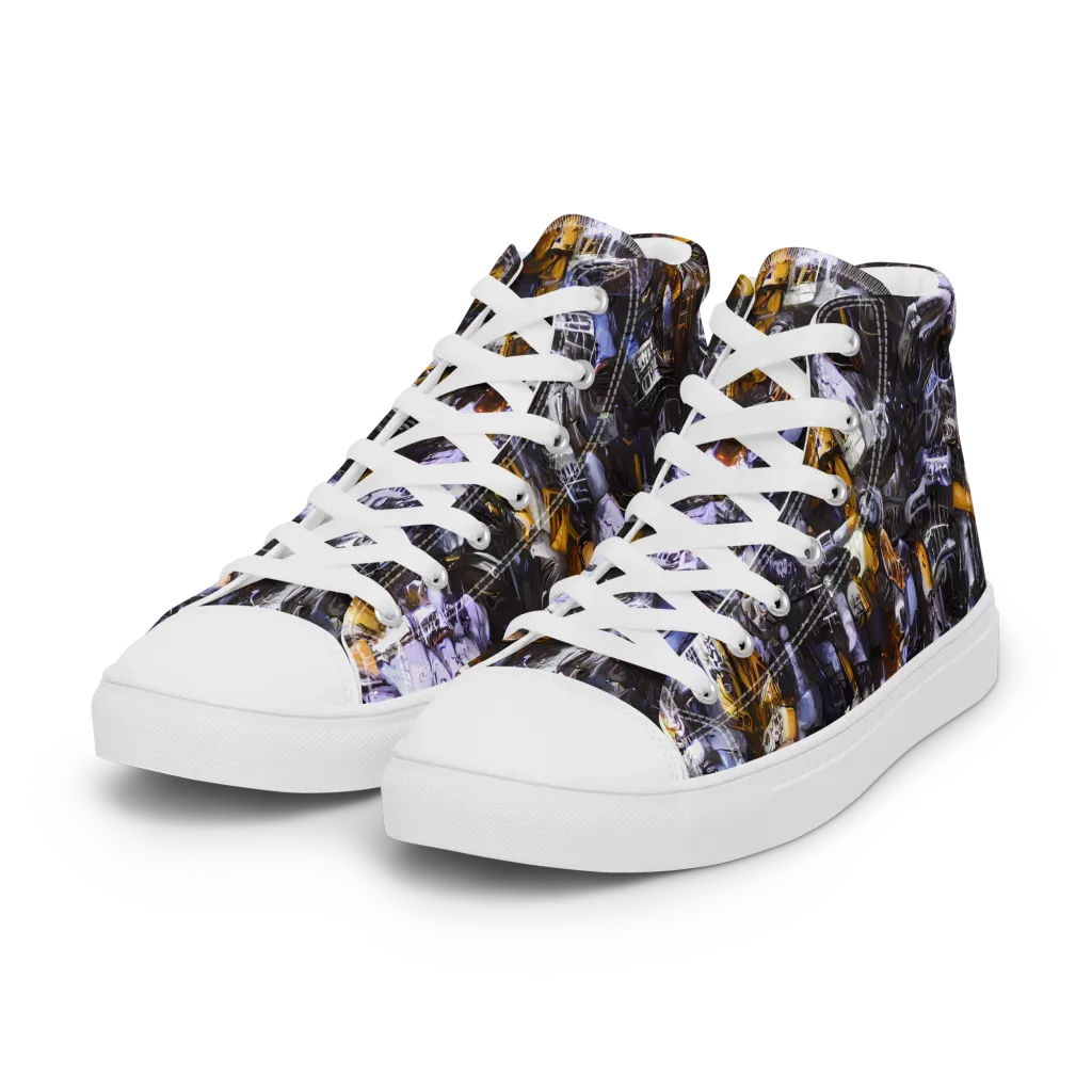 Gilded Bone Riot on Women's High Top Canvas Shoes — Left Front