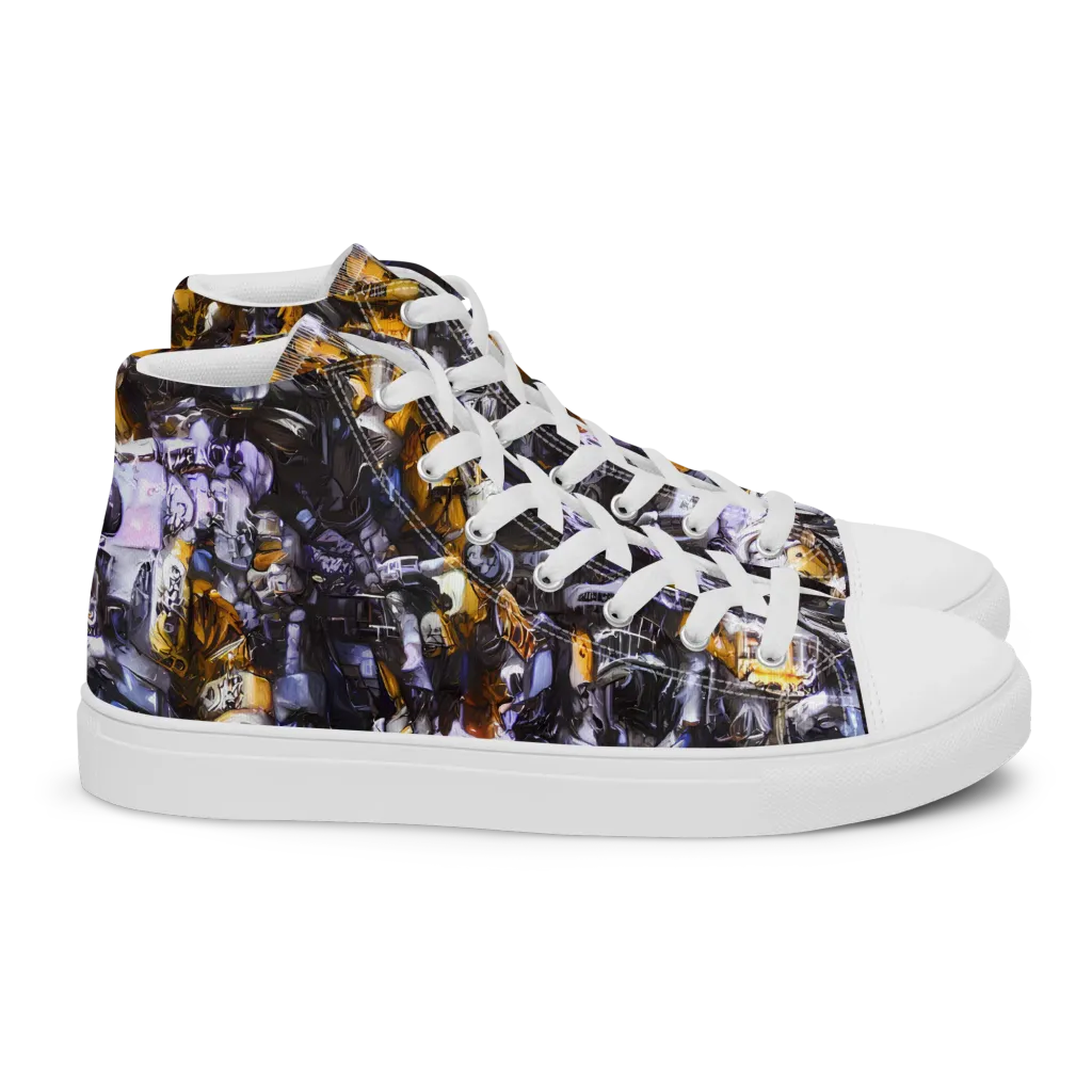 Gilded Bone Riot on Women's High Top Canvas Shoes — Right