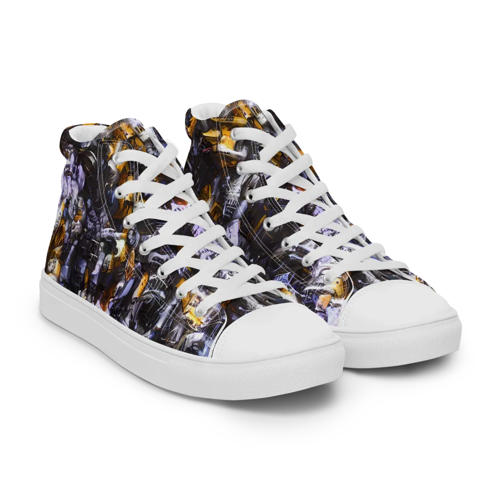 Gilded Bone Riot on Women's High Top Canvas Shoes — Right Front