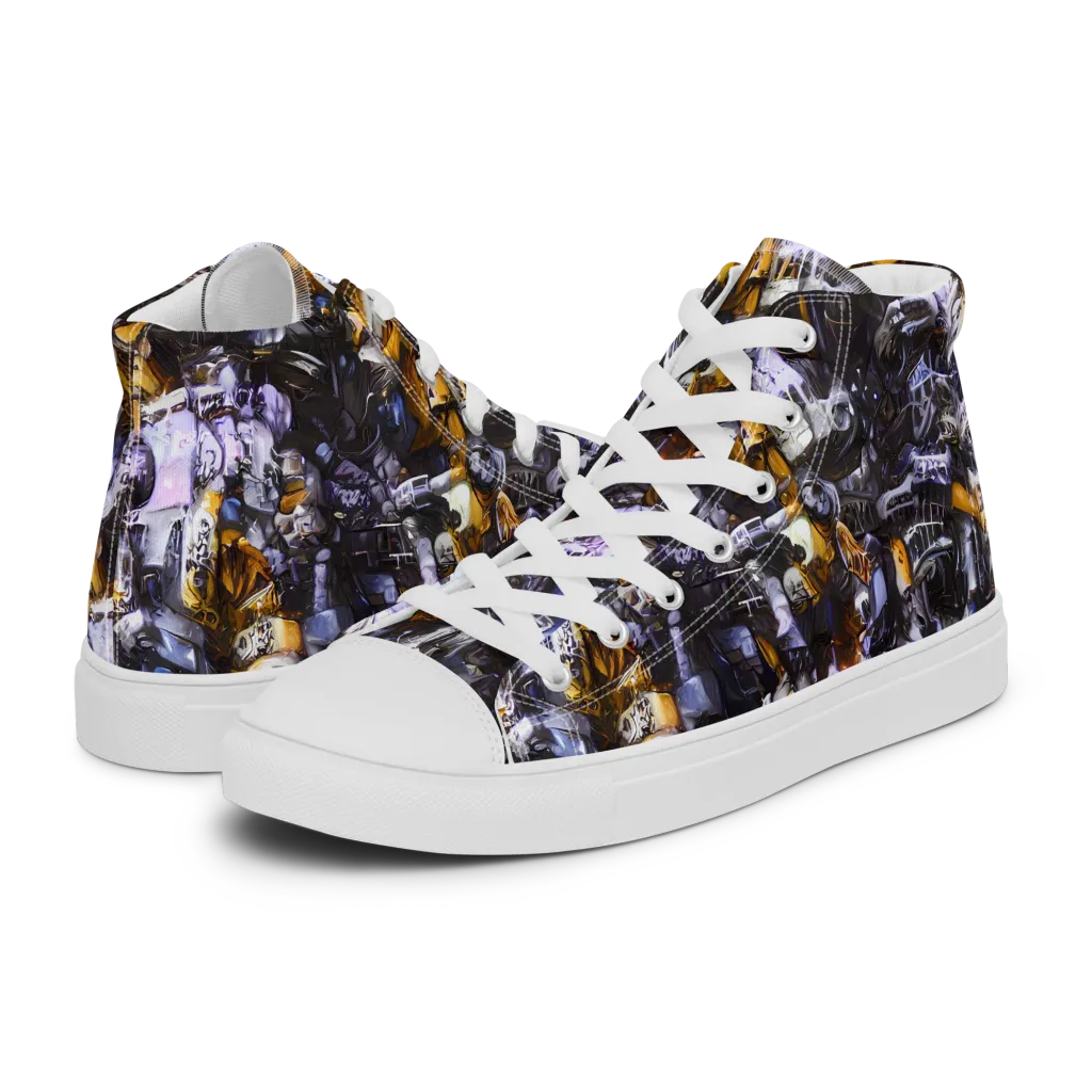 Gilded Bone Riot on Women's High Top Canvas Shoes — Left