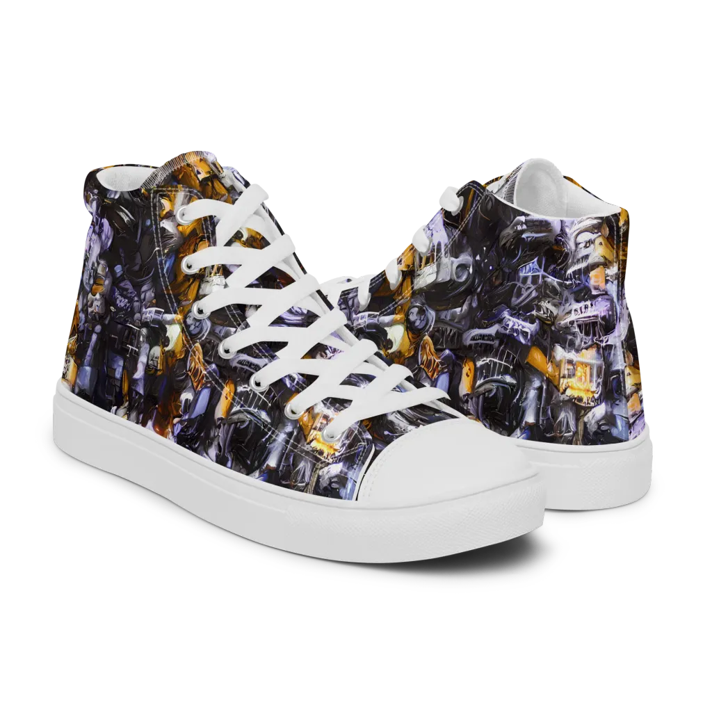 Gilded Bone Riot on Women's High Top Canvas Shoes — Right
