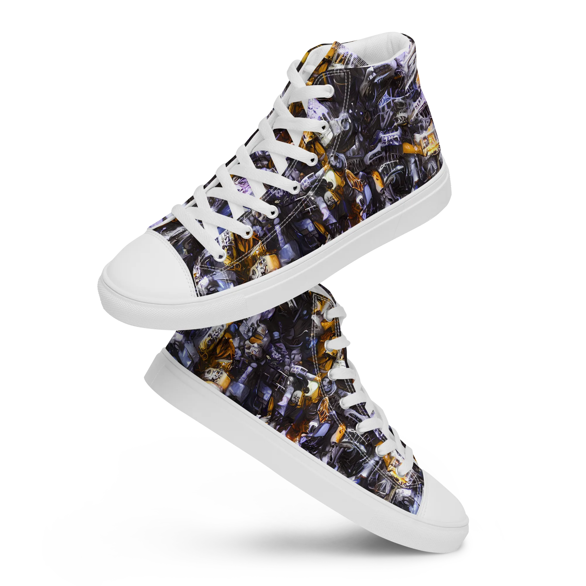 Gilded Bone Riot on Women's High Top Canvas Shoes — Front