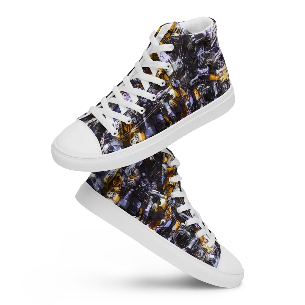 Gilded Bone Riot on Women's High Top Canvas Shoes — Front