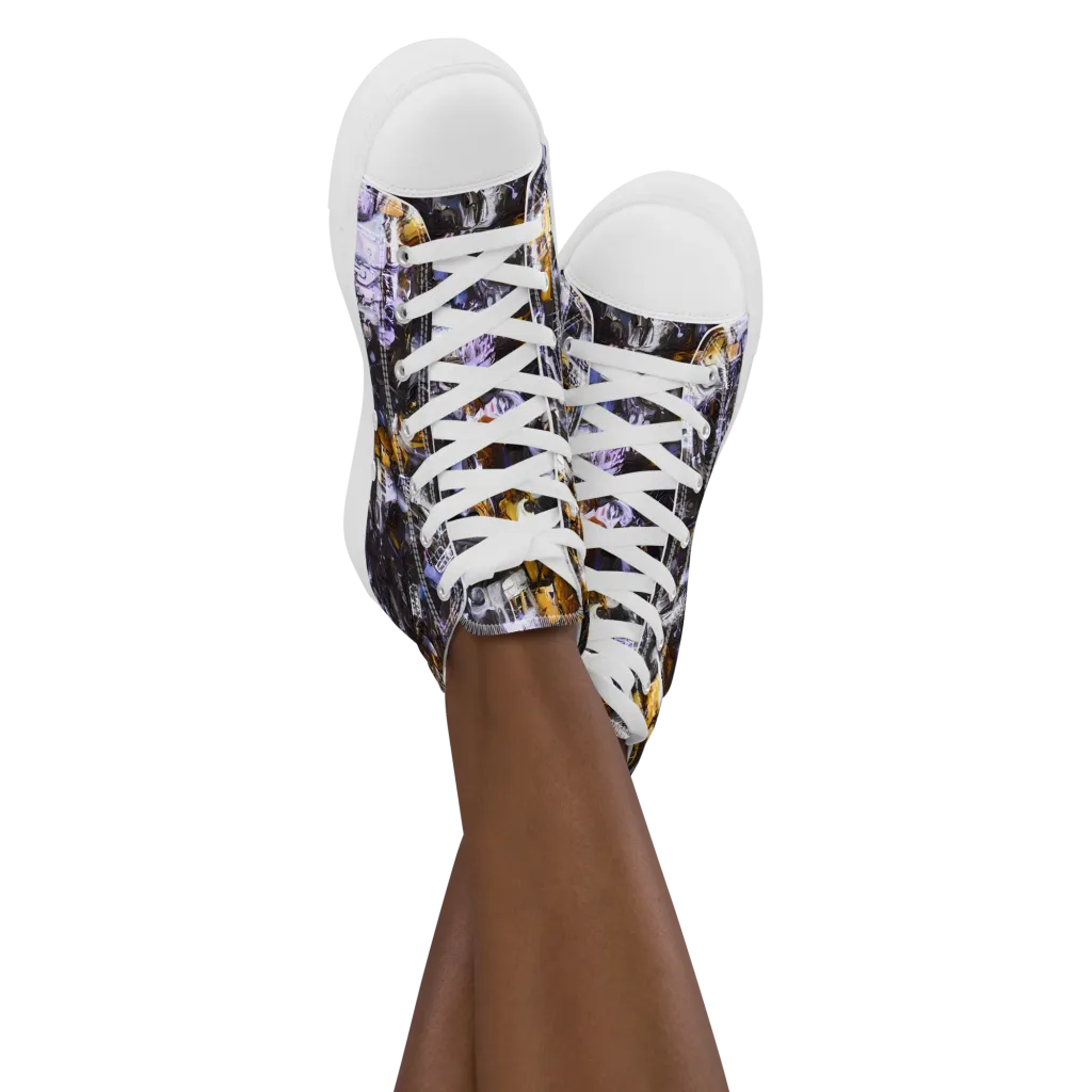 Gilded Bone Riot on Women's High Top Canvas Shoes — Front