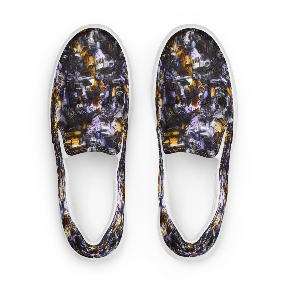 Gilded Bone Riot on Men's Slip-On Canvas Shoes — Front