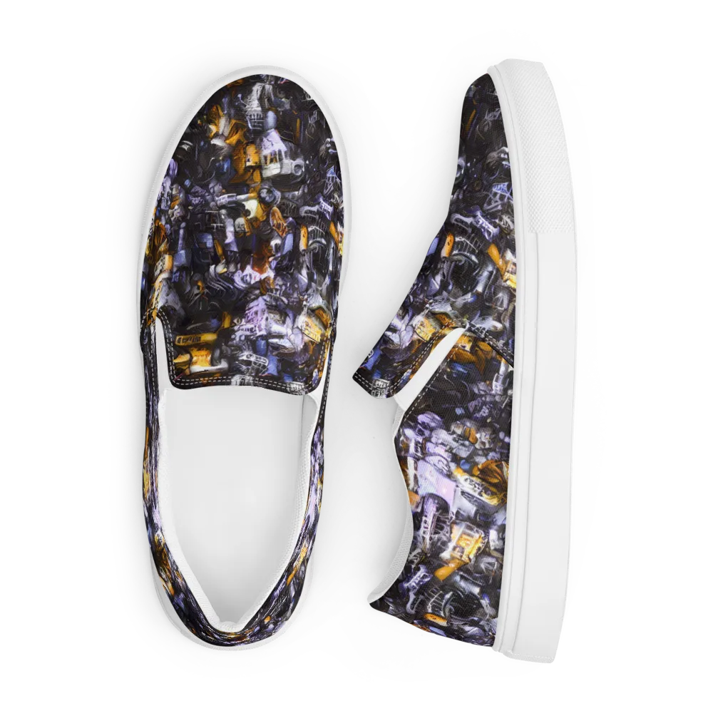 Gilded Bone Riot on Men's Slip-On Canvas Shoes — Front