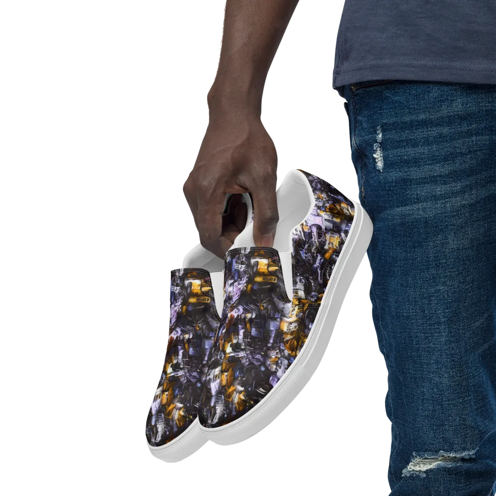 Gilded Bone Riot on Men's Slip-On Canvas Shoes — Left Front