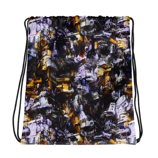 Gilded Bone Riot on a Drawstring Bag