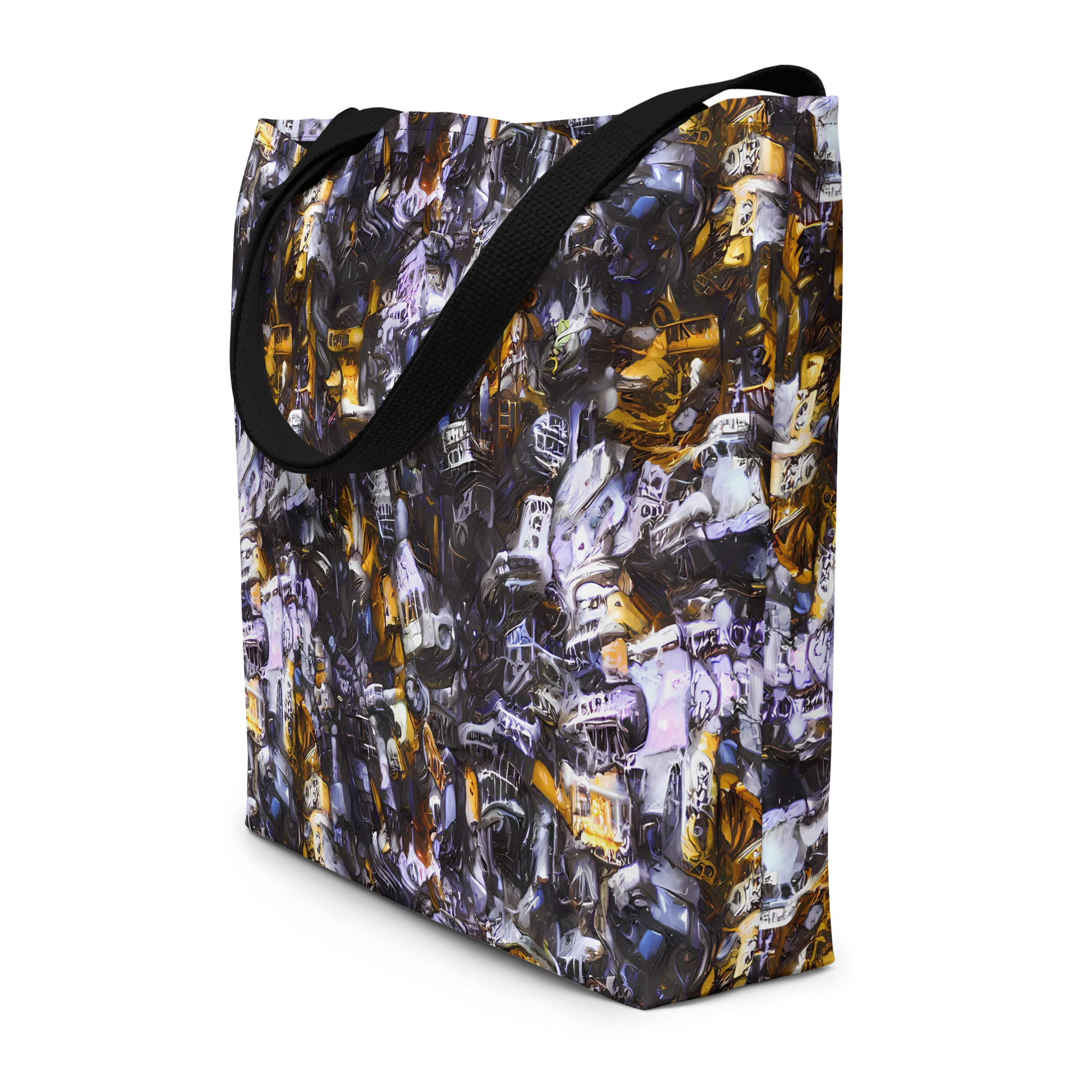 Gilded Bone Riot on Large Tote Bag W/ Pocket — Front