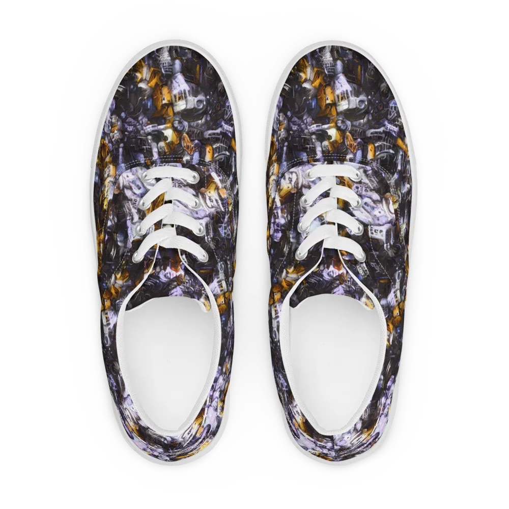 Gilded Bone Riot on Men's Lace-Up Canvas Shoes — Front