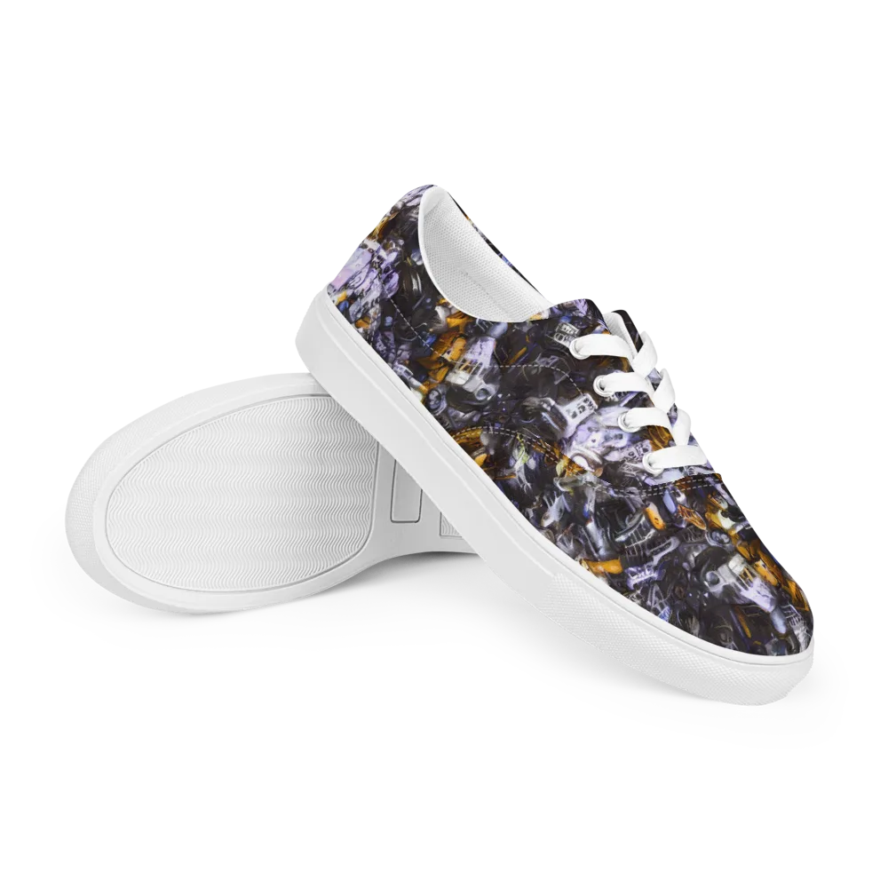 Gilded Bone Riot on Men's Lace-Up Canvas Shoes — Right Front