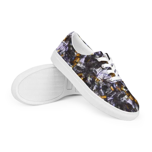 Gilded Bone Riot on a Men's Lace-Up Canvas Shoes