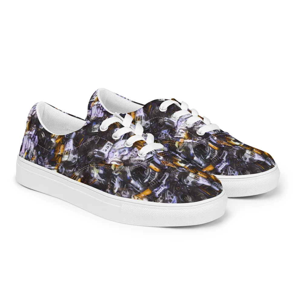 Gilded Bone Riot on Men's Lace-Up Canvas Shoes — Right Front