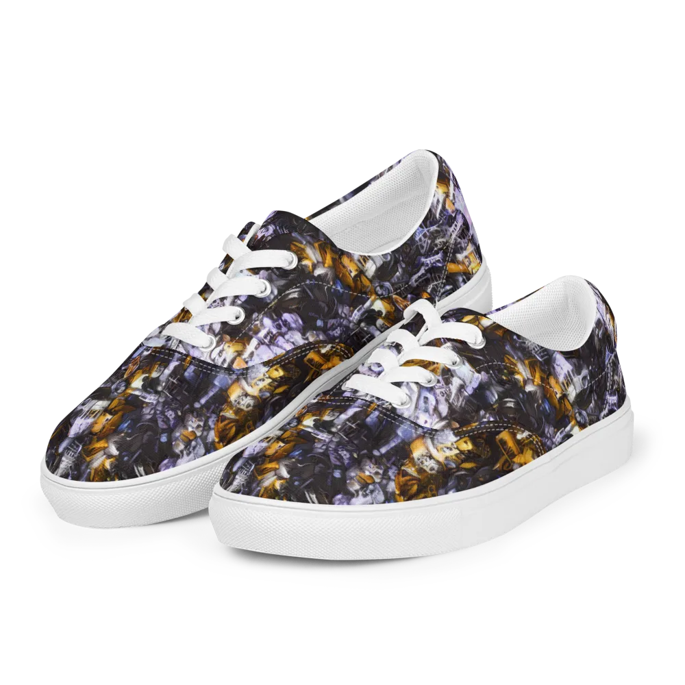 Gilded Bone Riot on Men's Lace-Up Canvas Shoes — Left Front