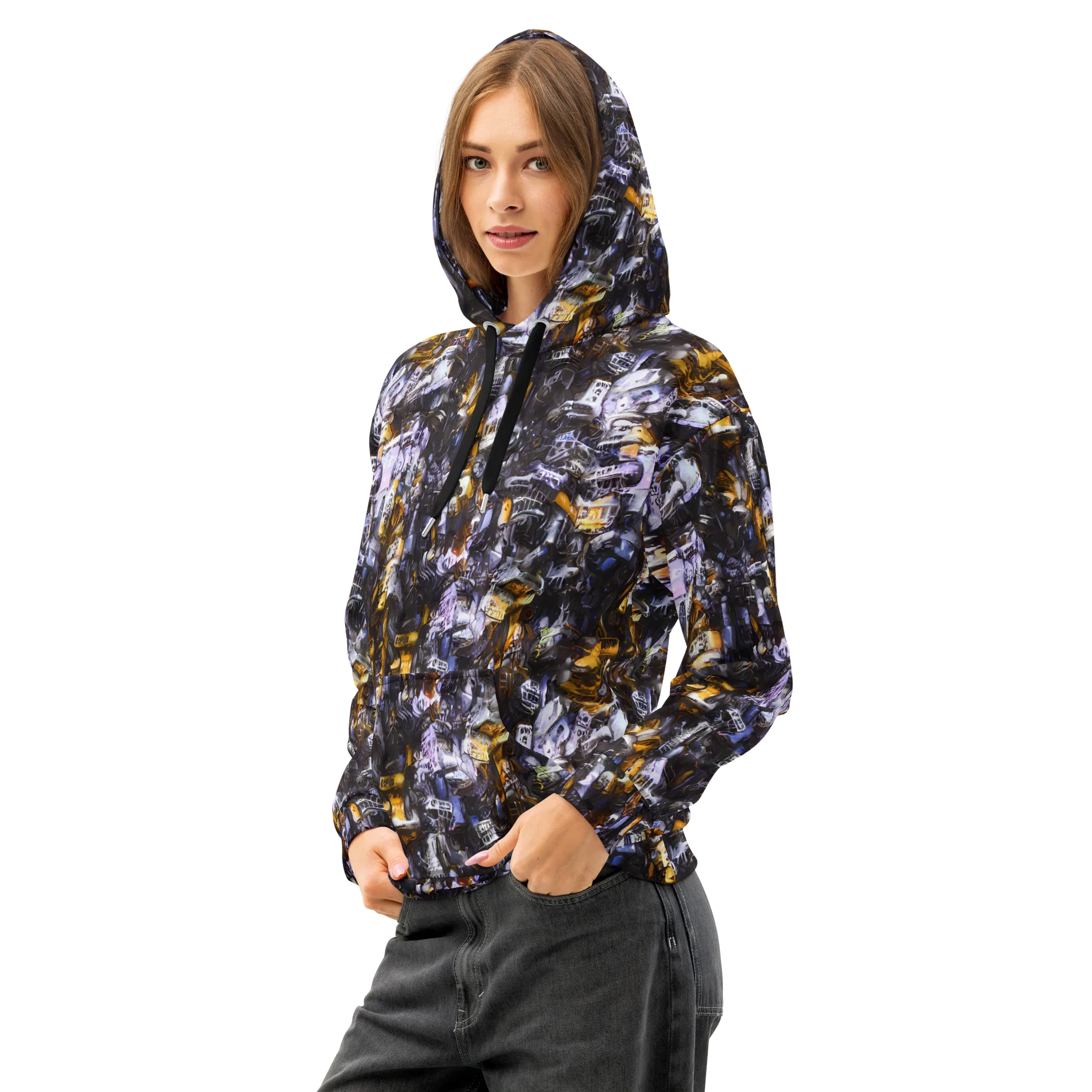Gilded Bone Riot on Cotton Hoodie — Left Front