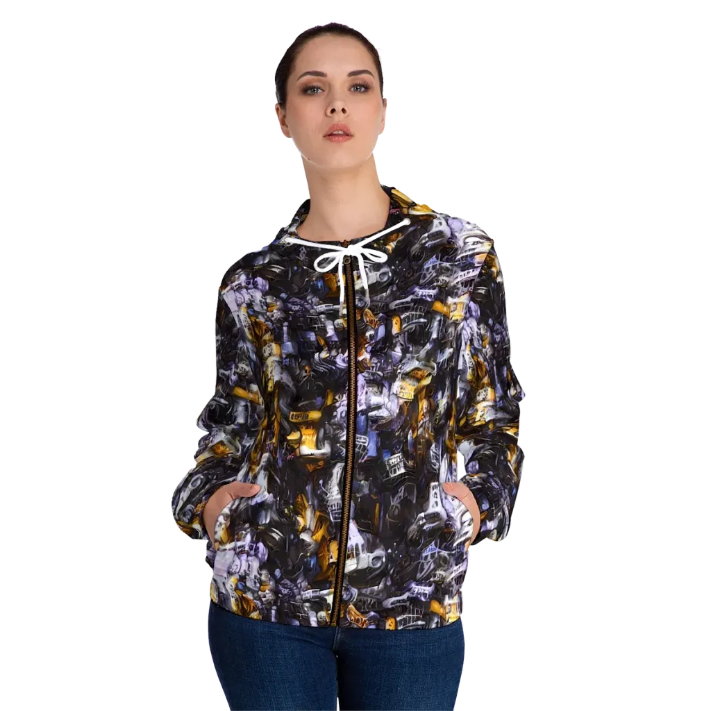 Gilded Bone Riot on Women's Full-Zip Hoodie — Front On Person