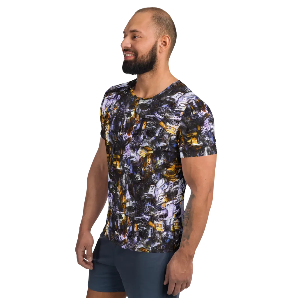 Gilded Bone Riot on Men's Athletic T-Shirt — Left