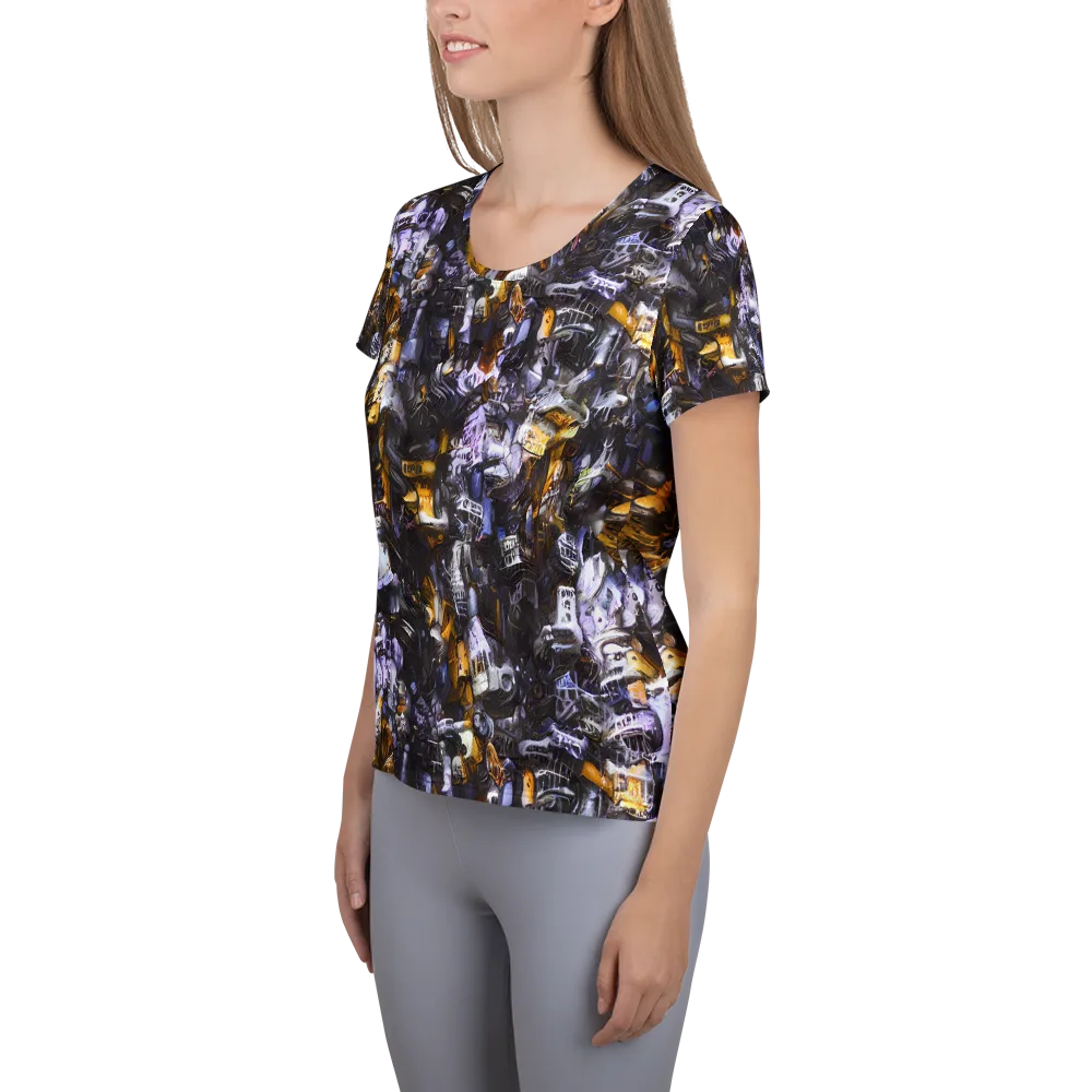 Gilded Bone Riot on Women's Athletic T-Shirt — Left