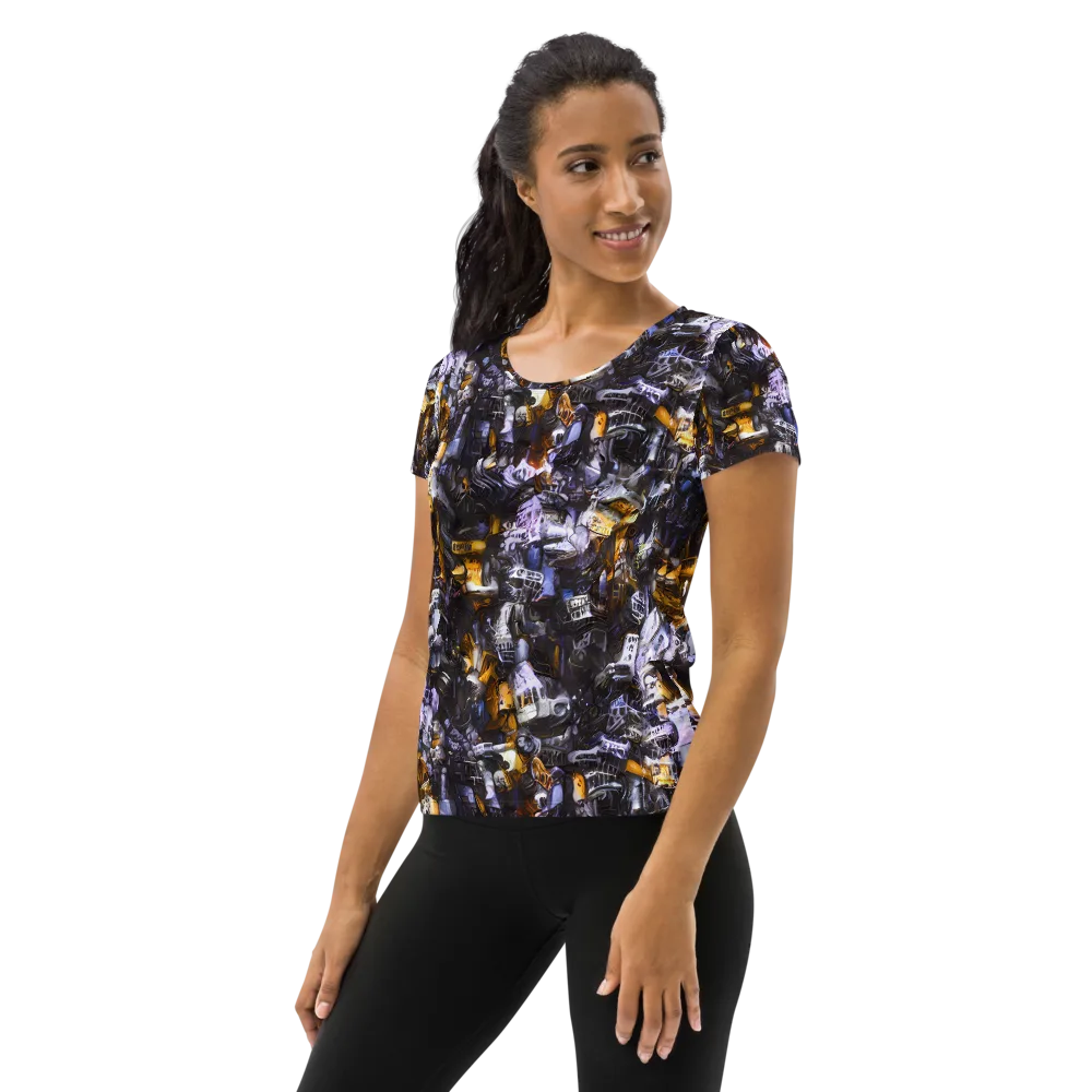 Gilded Bone Riot on Women's Athletic T-Shirt — Left