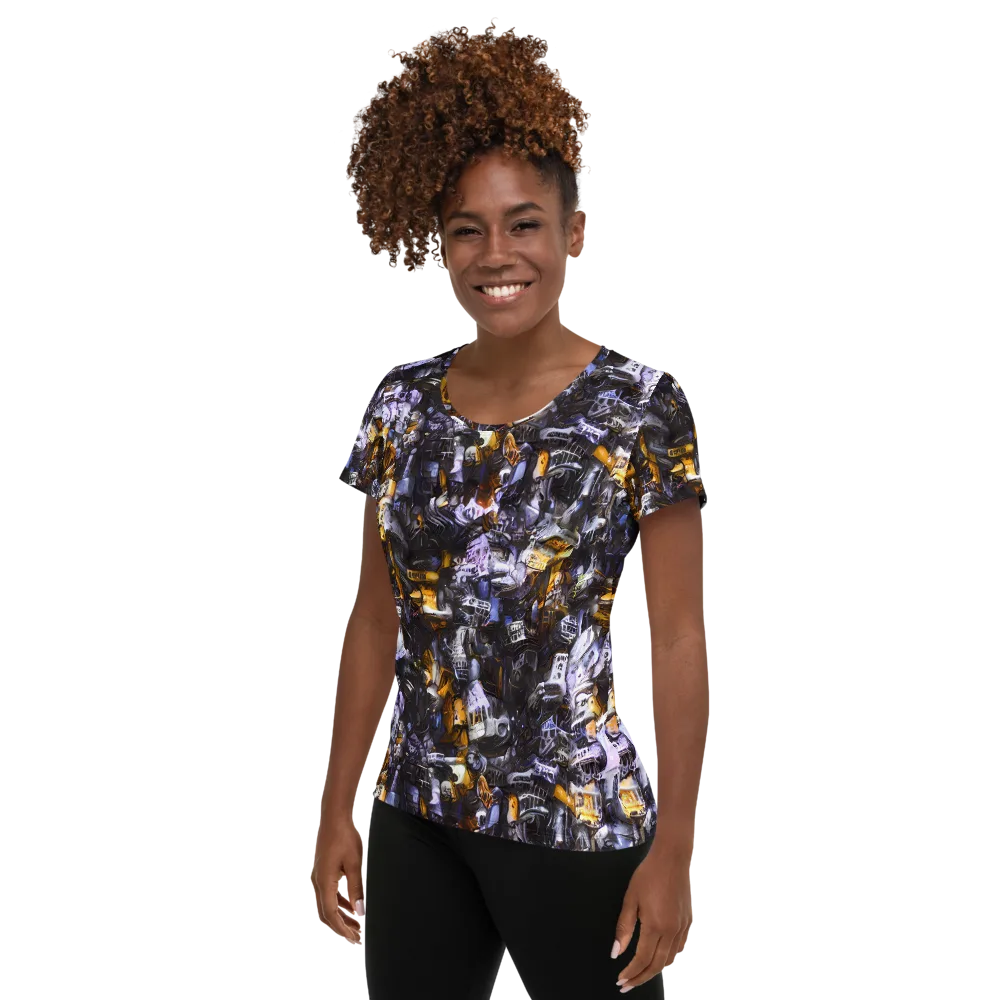 Gilded Bone Riot on Women's Athletic T-Shirt — Left