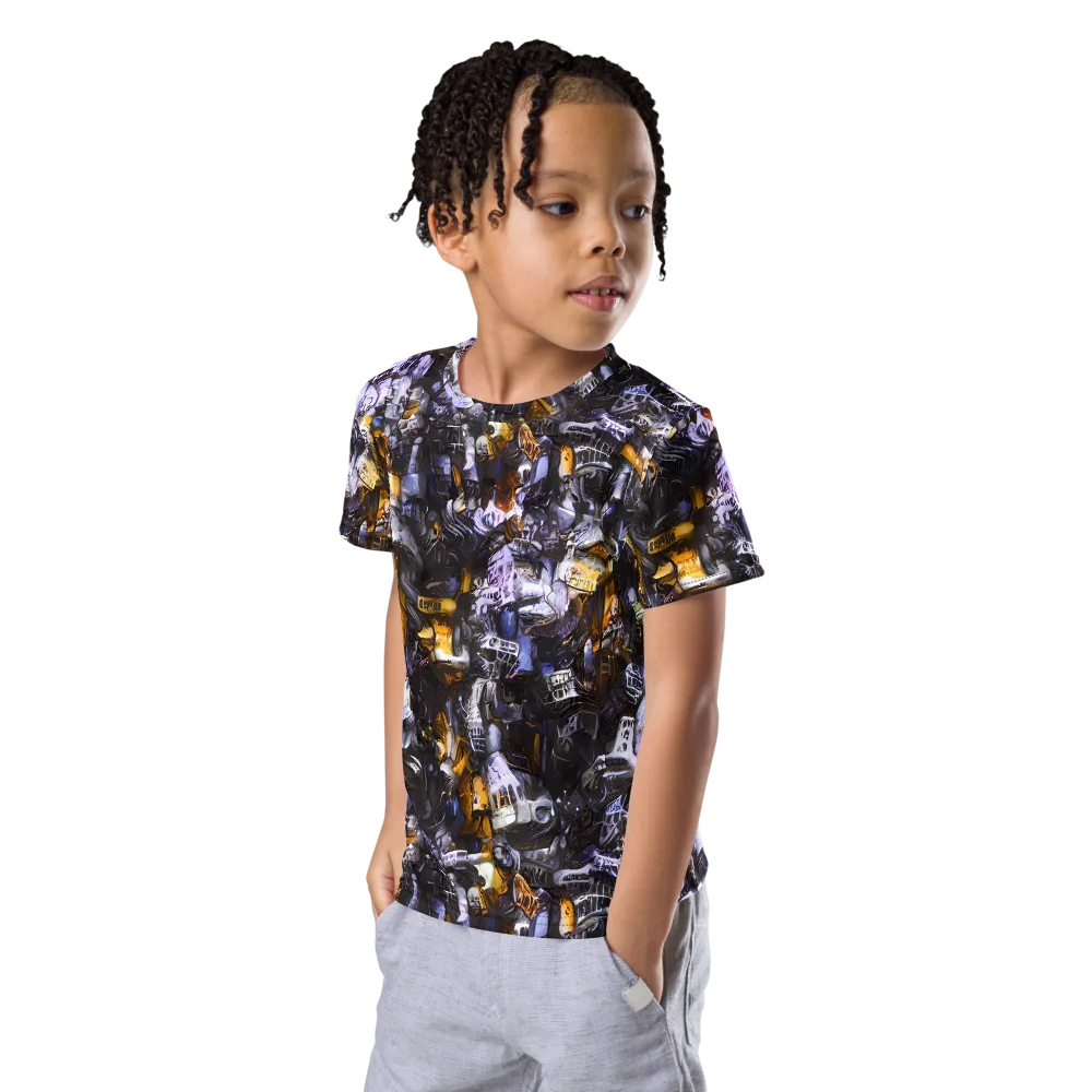Gilded Bone Riot on Kids Crew Neck T-Shirt — Left Front