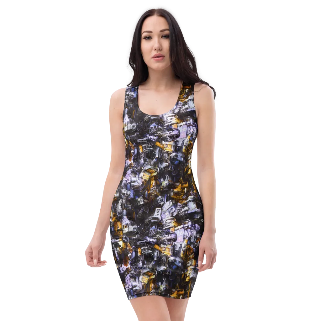 Gilded Bone Riot on Bodycon Dress — Front