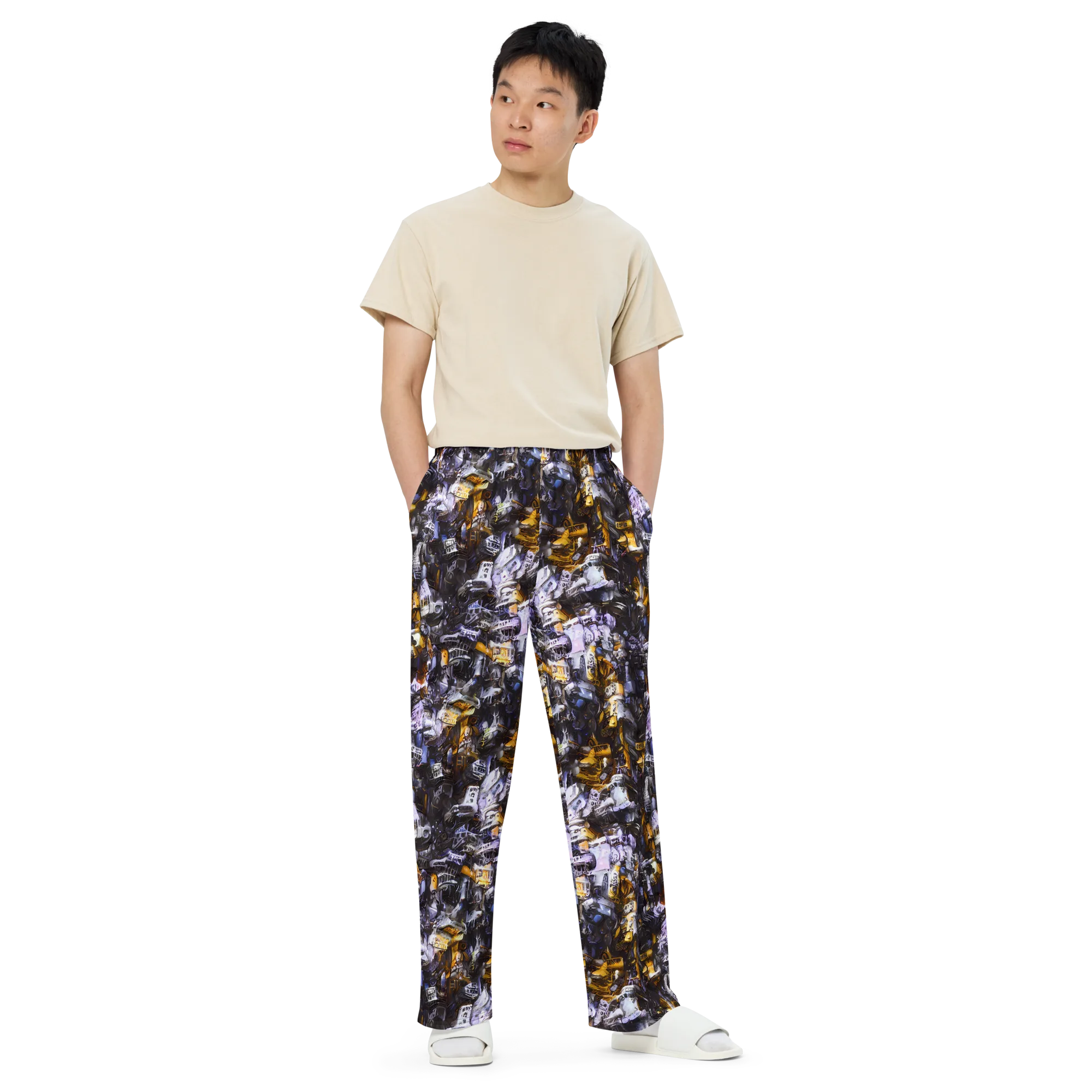 Gilded Bone Riot on Wide-Leg Pants — Front