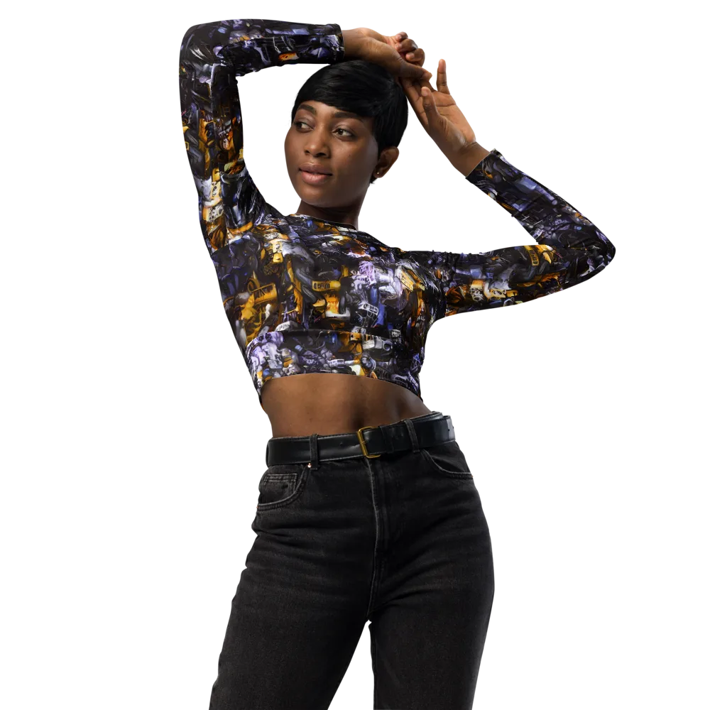 Gilded Bone Riot on Long Sleeve Crop Top — Front