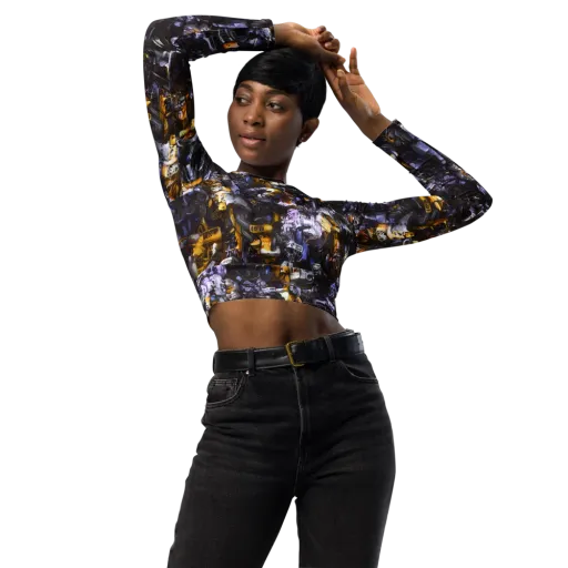 Gilded Bone Riot on a Long Sleeve Crop Top