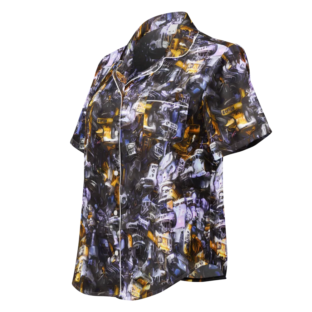 Gilded Bone Riot on Women's Short Sleeve Pajama Top — Left Front