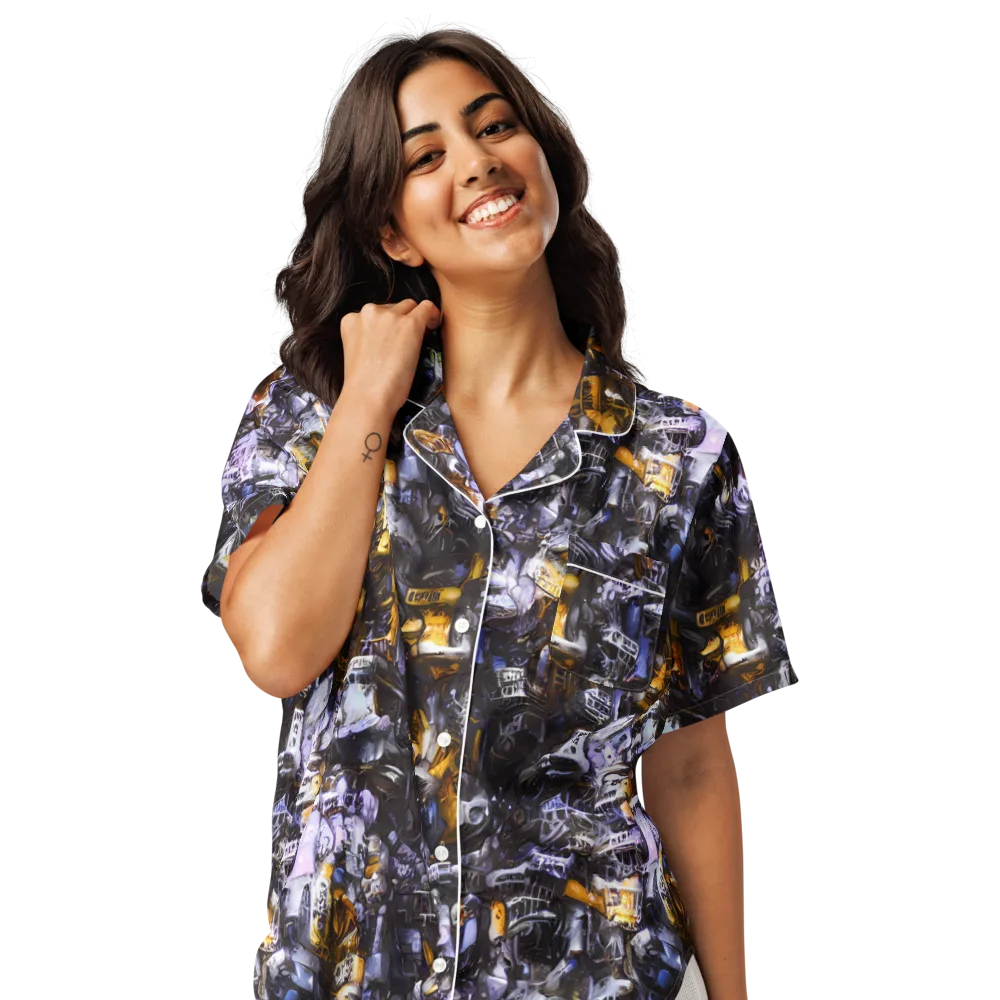 Gilded Bone Riot on Women's Short Sleeve Pajama Top — Front