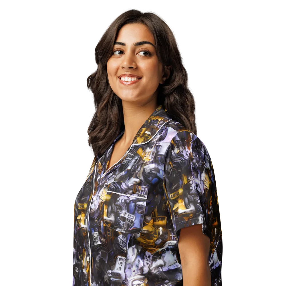 Gilded Bone Riot on Women's Short Sleeve Pajama Top — Left Front