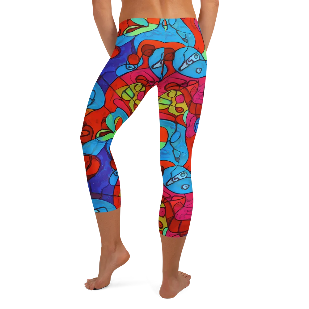 Vivid Orbit on Capri Leggings — Back