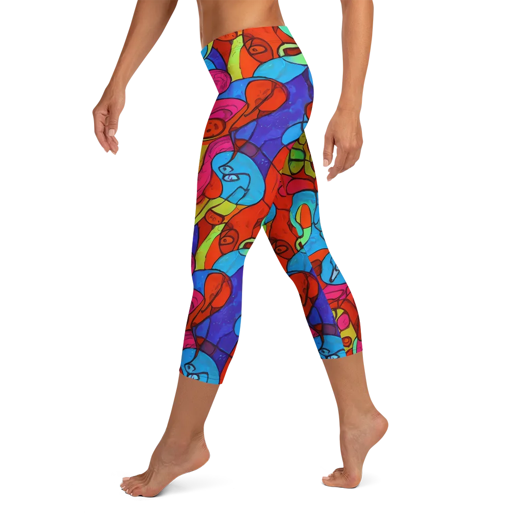 Vivid Orbit on Capri Leggings — Left