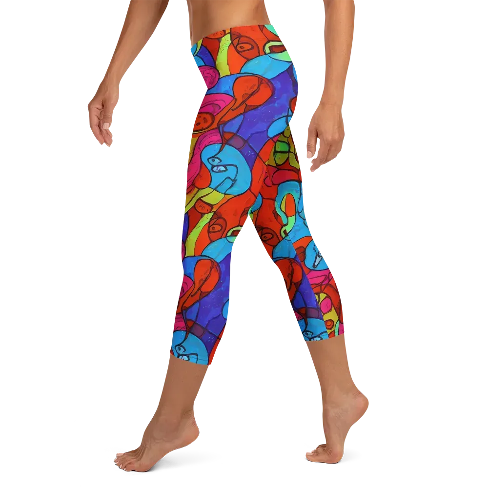 Vivid Orbit on Capri Leggings — Left