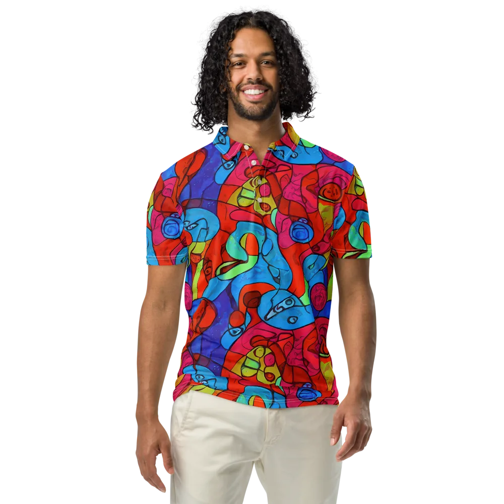 Vivid Orbit on Men's Slim Fit Polo Shirt — Front