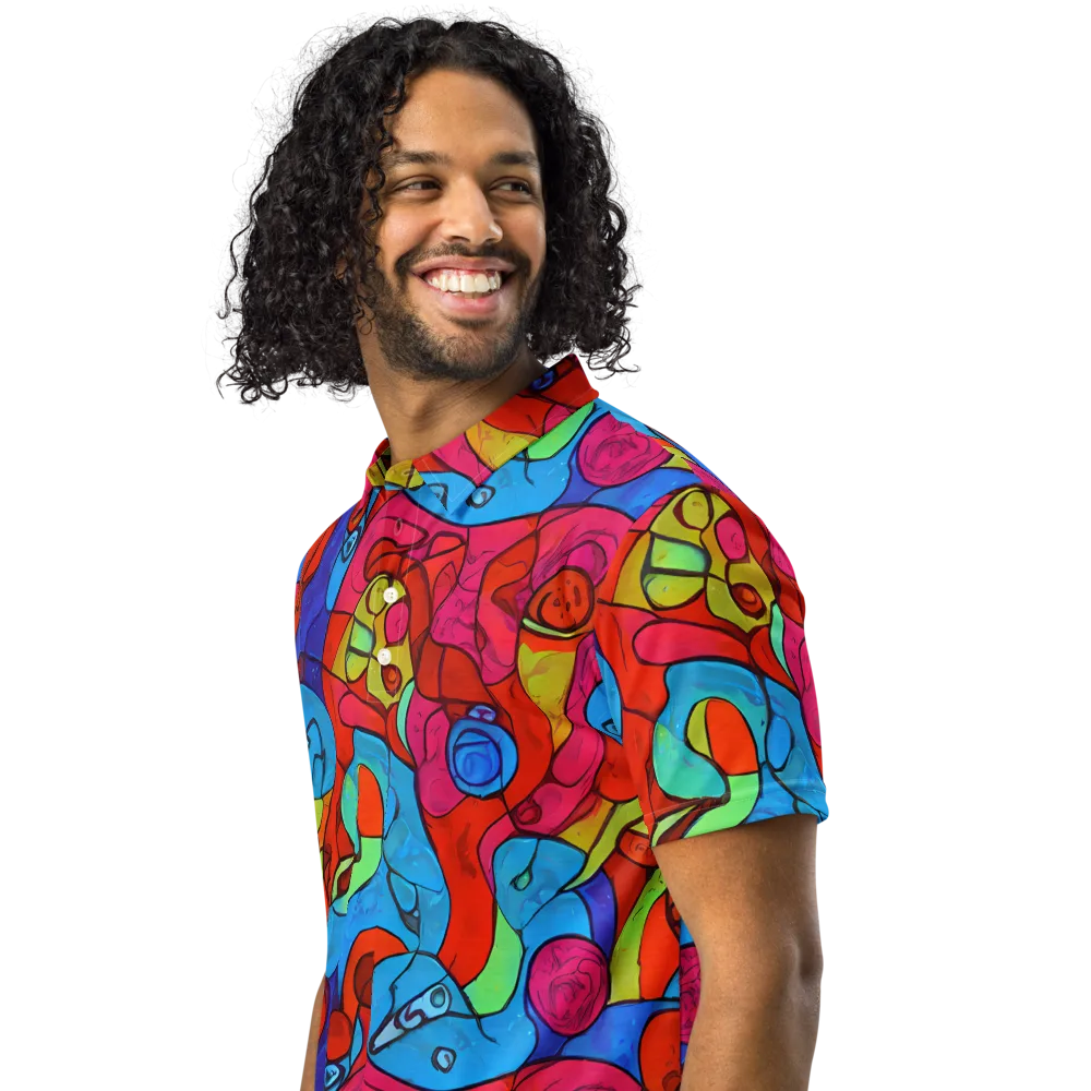 Vivid Orbit on Men's Slim Fit Polo Shirt — Left Front